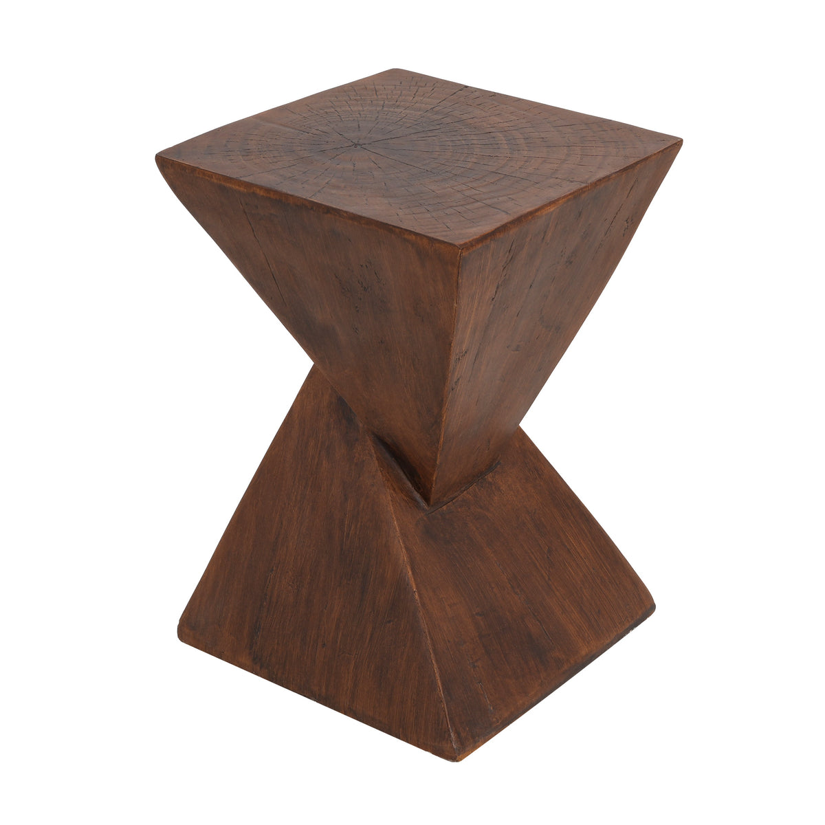 TESS dark brown side table shown from the front, with a square top