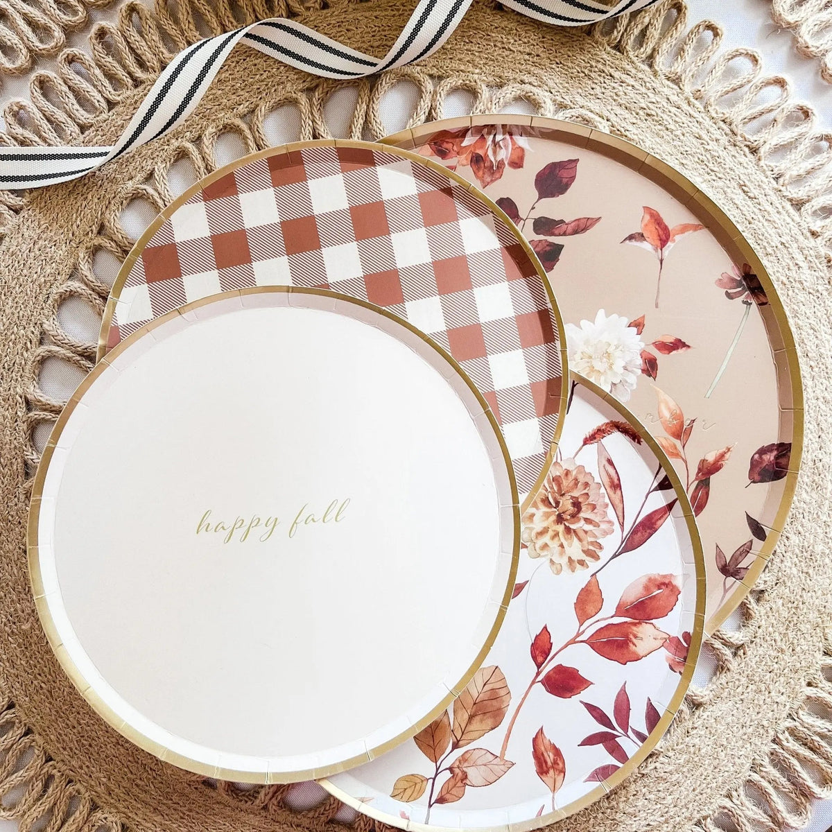 Fall Leaf Dinner Plates for Thanksgiving Table (8 Pack)