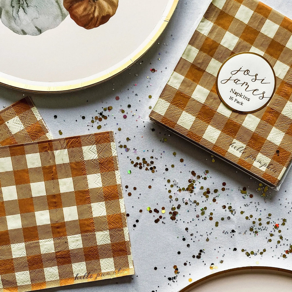 Fall Plaid Cocktail Napkins, Thanksgiving (16 Pack)