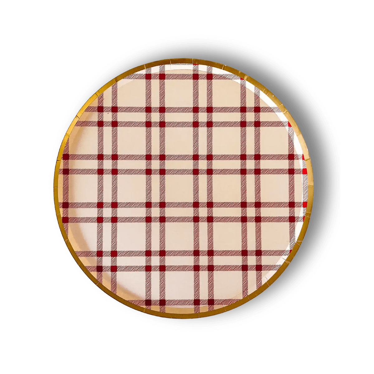 Red Plaid Christmas Paper Plates, Farmhouse (8 Pack)