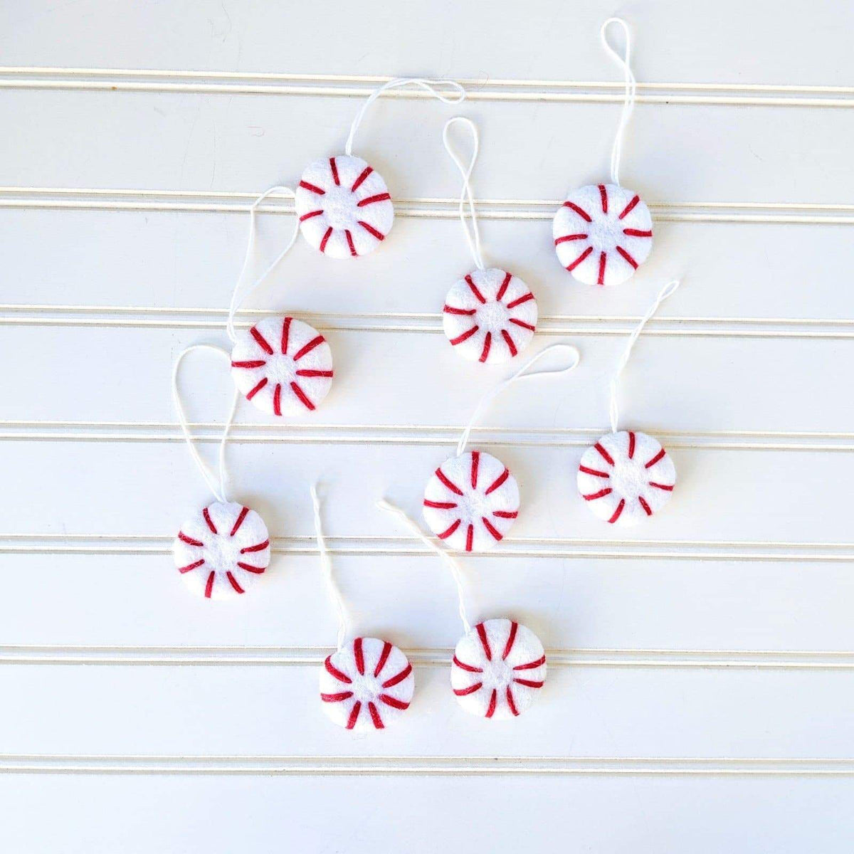 Peppermint eco freshener ornament set of striped peppermint rounds with hanging loops