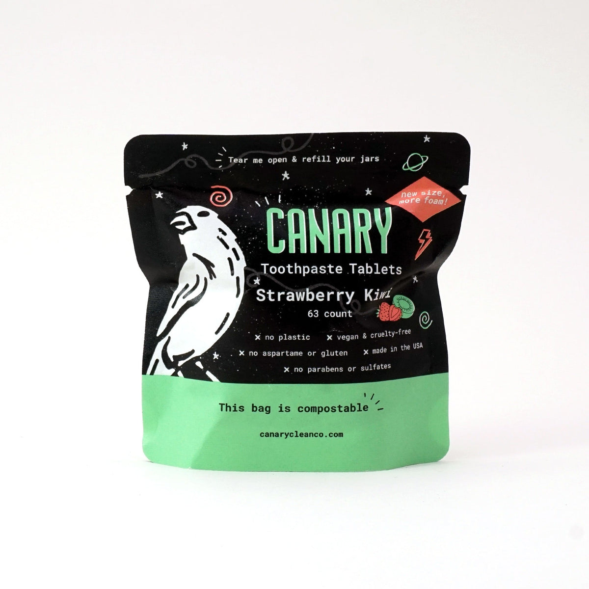 CANARY strawberry kiwi toothpaste tablet refill pouch