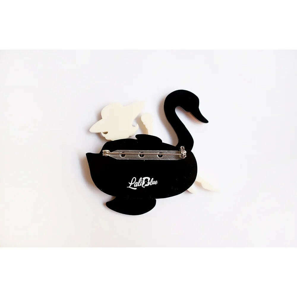 Swan float brooch back with Laliblue clasp and pin