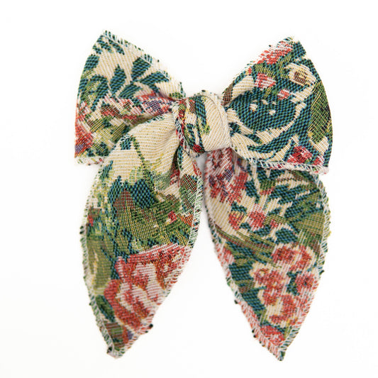 Multicolor plaid hair bow with tied center knot