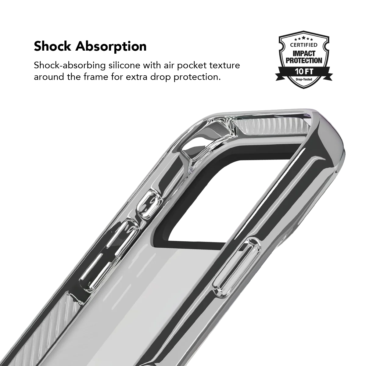 Clear iPhone case interior with reinforced shock-absorbing edges