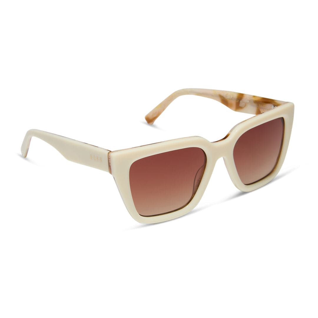 Courtside ivory cat-eye sunglasses with rose-tinted lenses