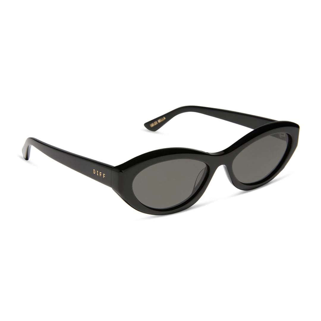 Black cat-eye polarized sunglasses with smooth frame and dark tinted lenses