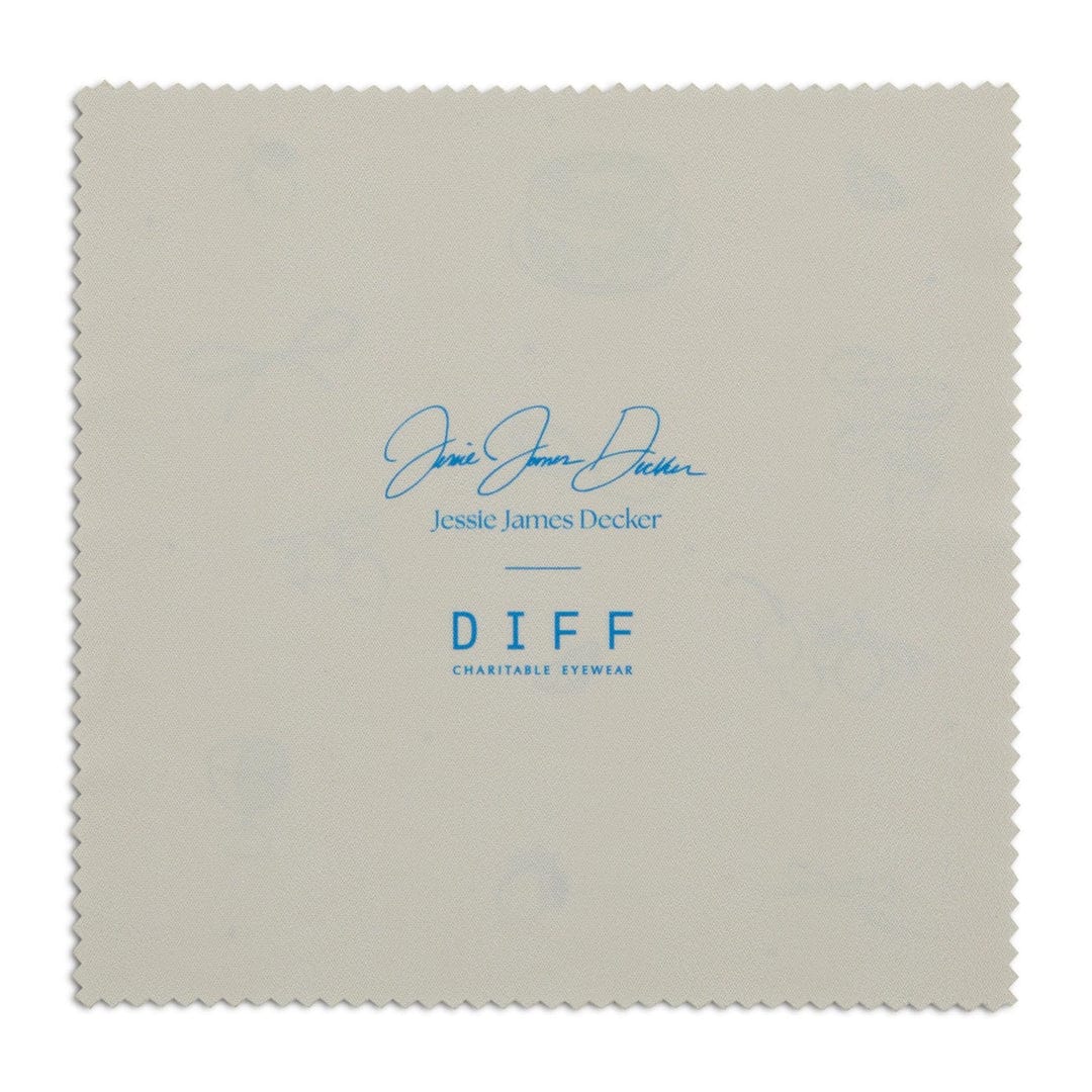 Sunglass microfiber cleaning cloth with Jessie James Decker and Diff branding