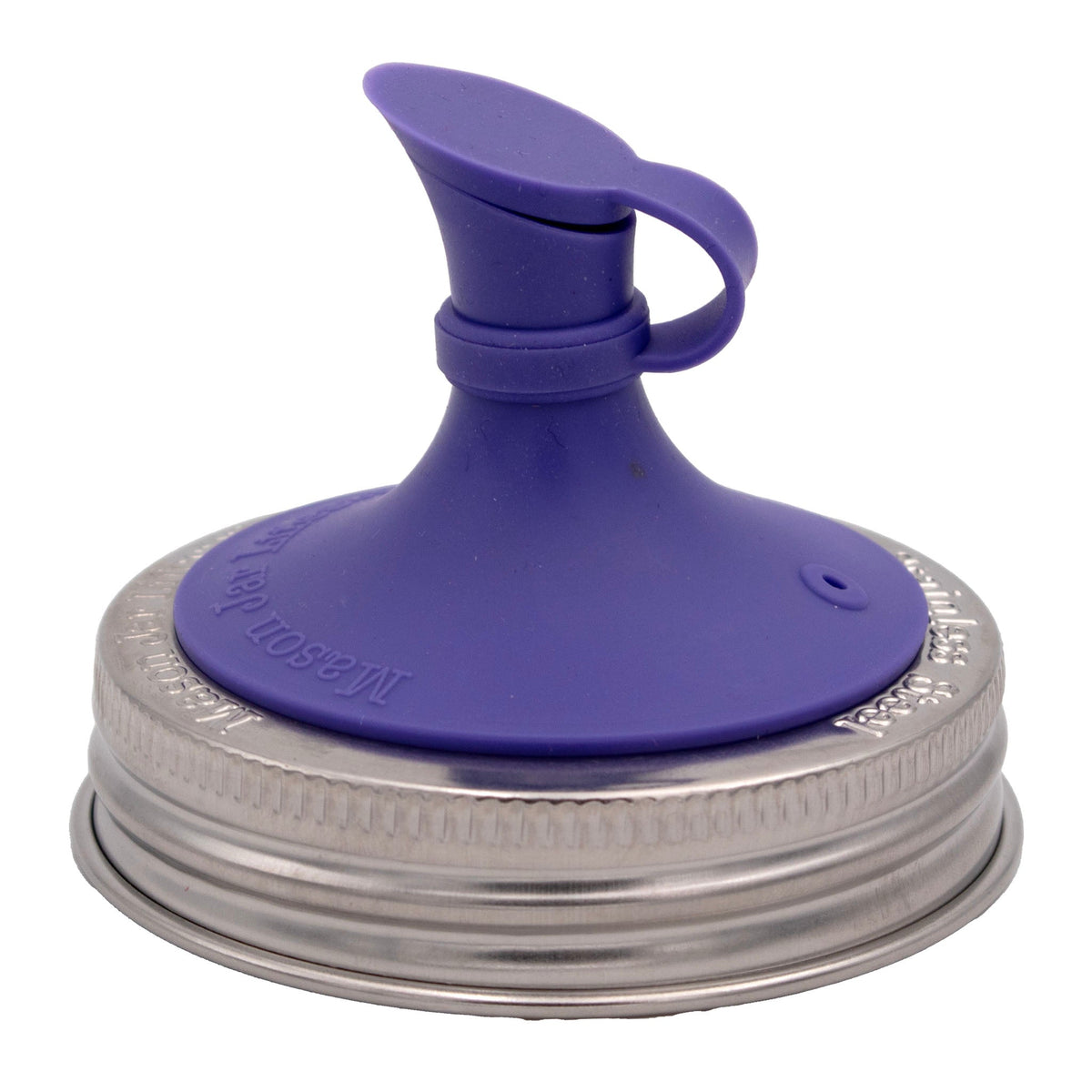 Silicone oil cruet pour lid for mason jar, purple funnel top and side handle ring