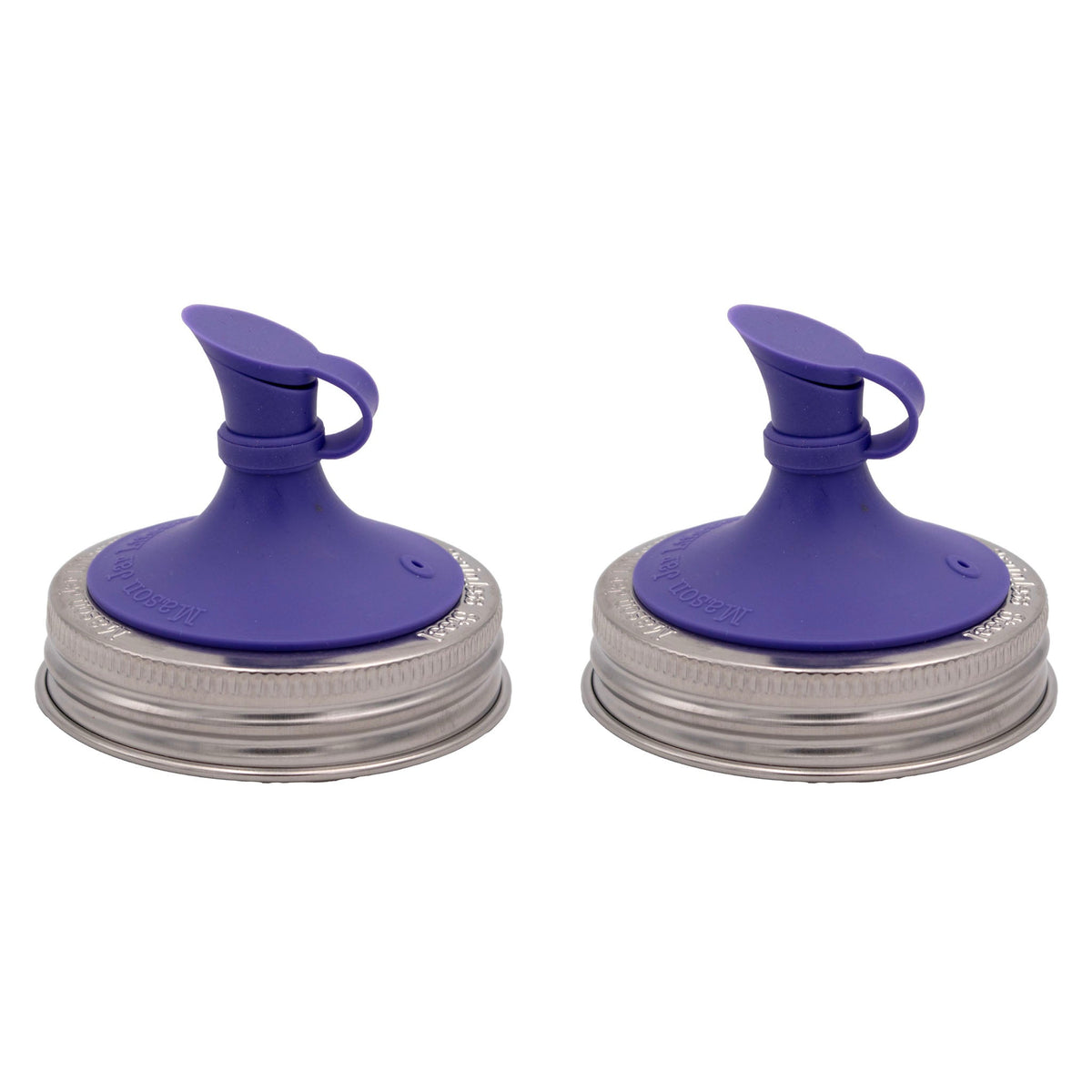 Silicone oil cruet pour lid for mason jar, purple funnel top with side handle