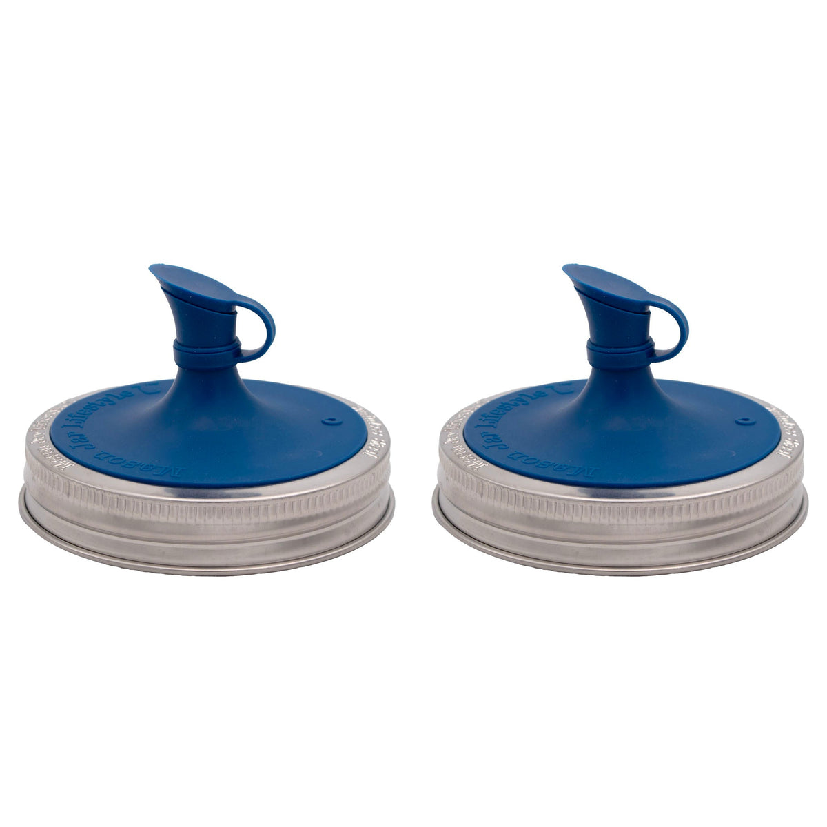 Blue silicone oil pour lid for mason jars with handle spout and seal ring