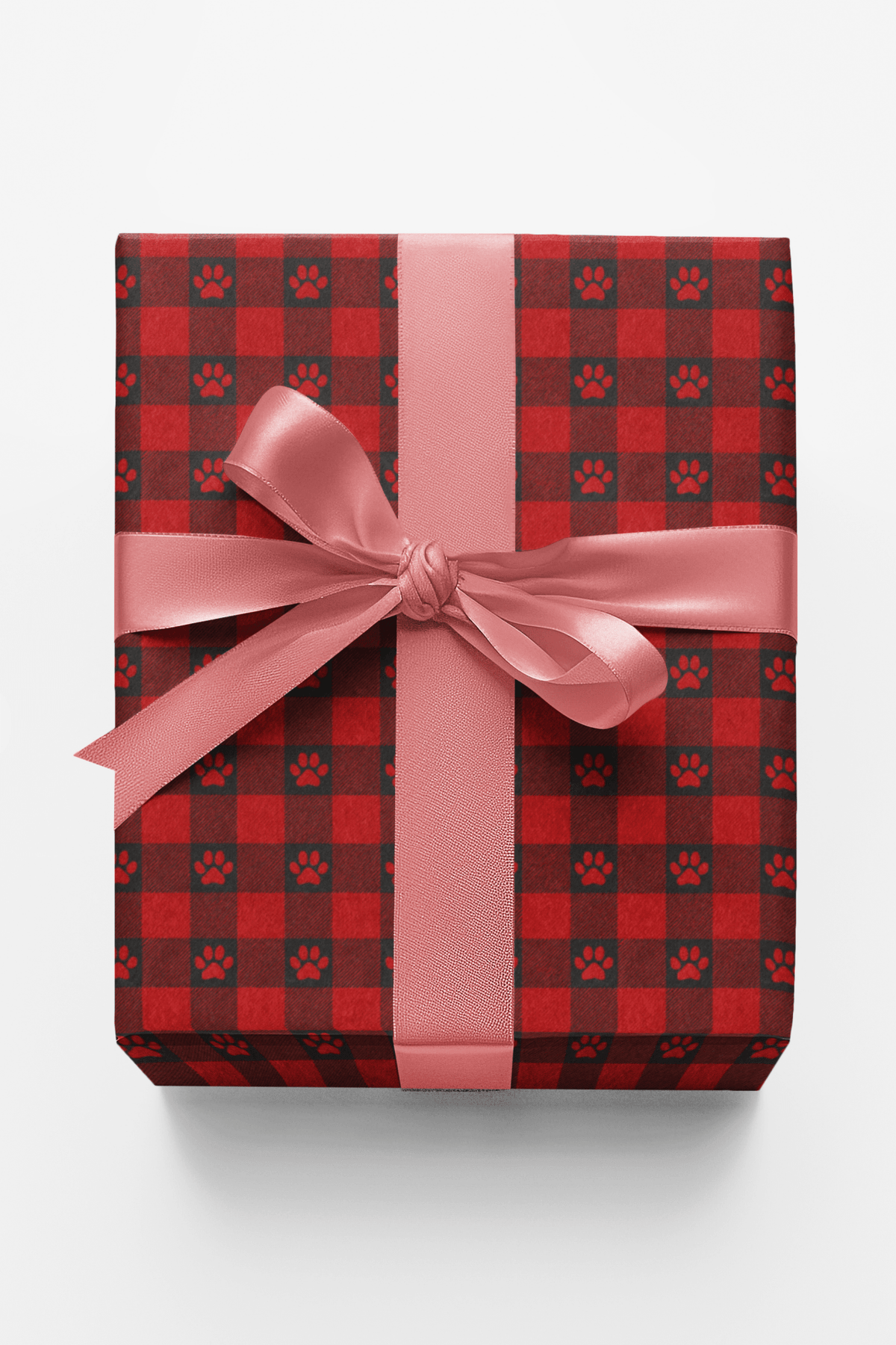 Paw Print Plaid Wrapping Paper