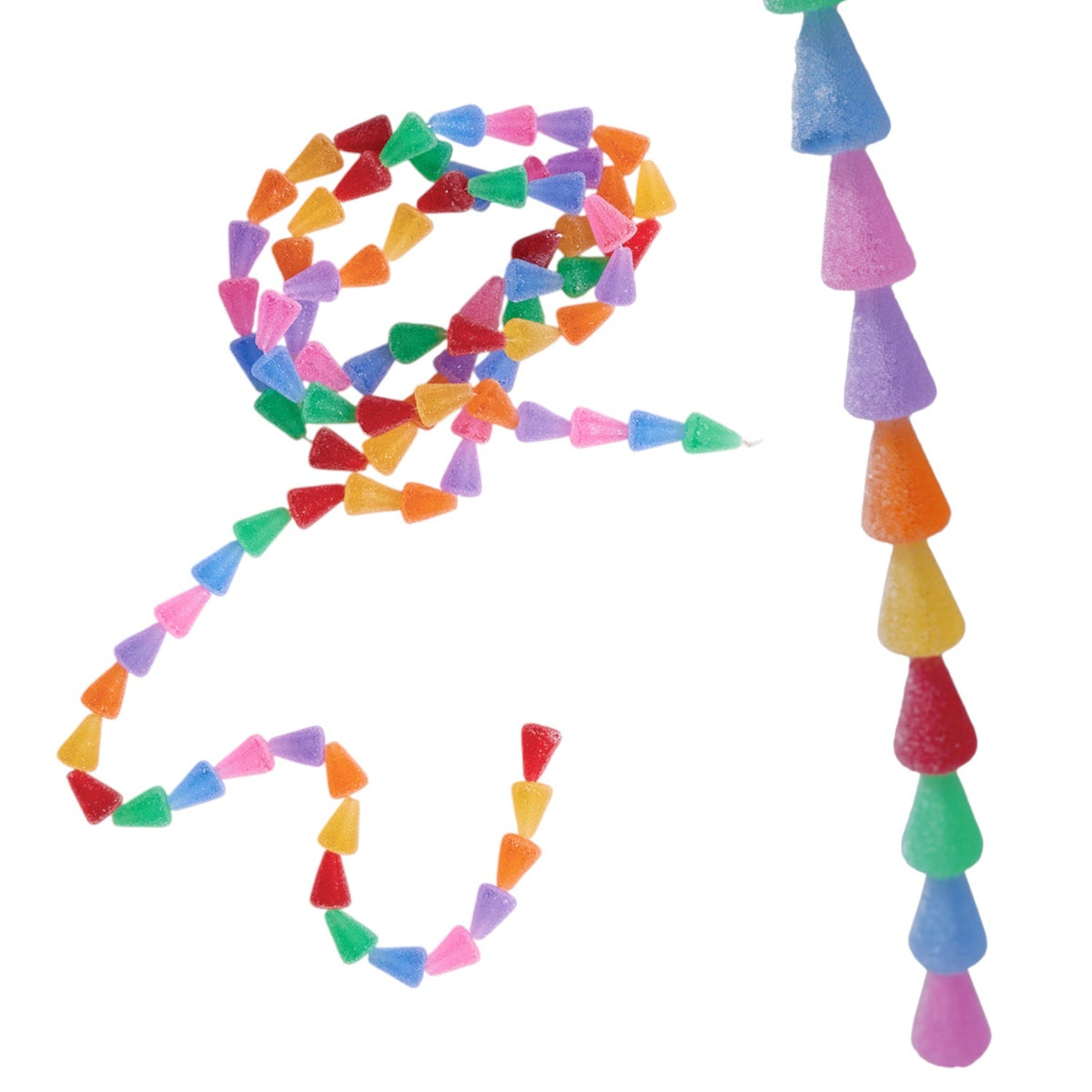 Multicolor candy garland with small triangular candy pieces on a string