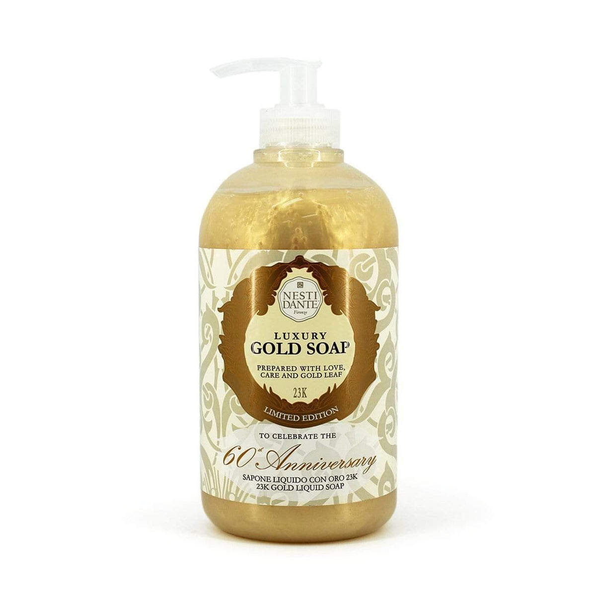 Nesti Dante Luxury Gold liquid soap bottle, 500 ml, gold-colored pump dispenser