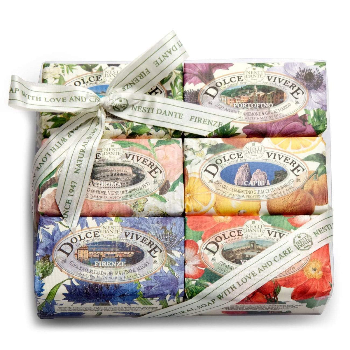 Nesti Dante Dolce Vivere soap gift set in wrapped box, assorted bar soaps