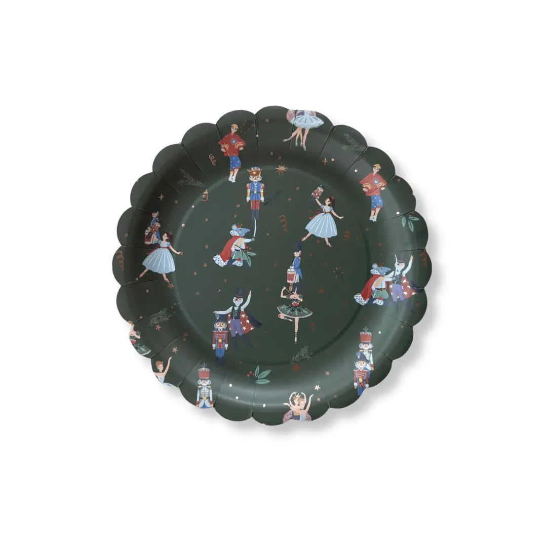 Nutcracker Christmas Dessert Plates, Scalloped (12 Pack)