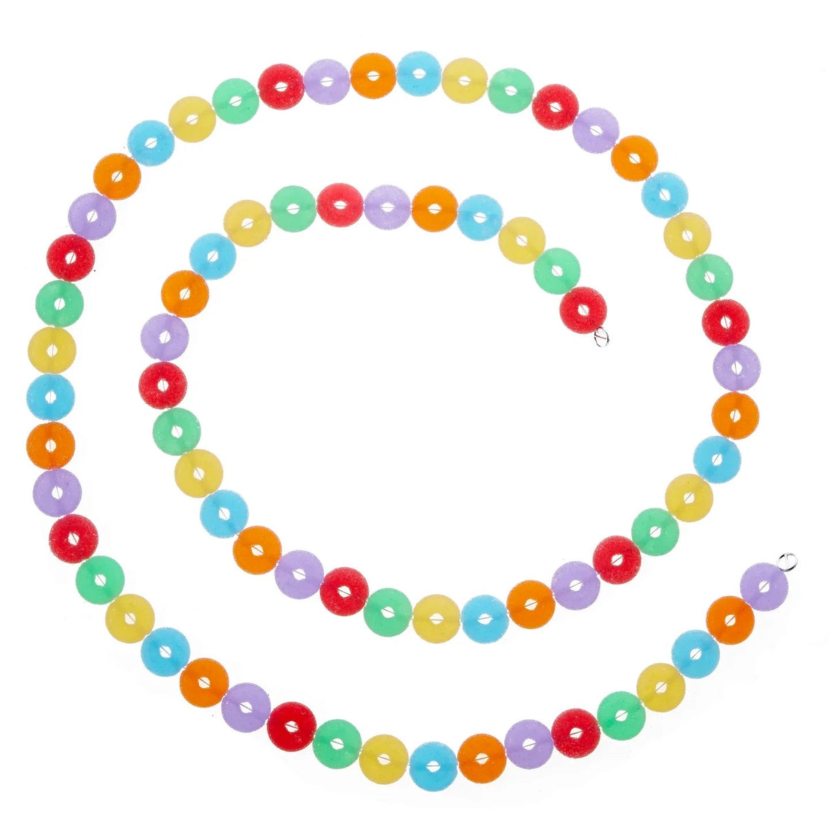 Multicolor bead string garland with round glitter beads in a loop
