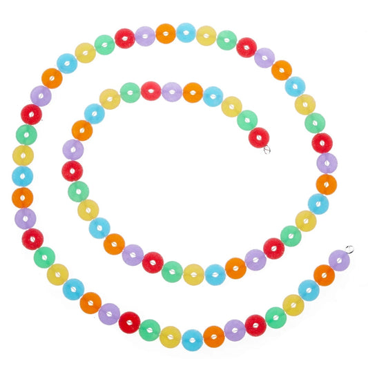 Multicolor bead string garland with round glitter beads in a loop