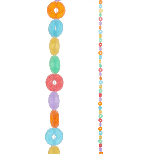 Long multicolor bead string garland with evenly spaced round glitter beads