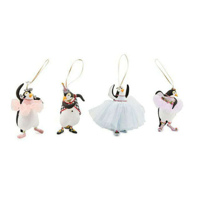 Patience Brewster penguin ornament set of 4, ballerina and standing penguin figures