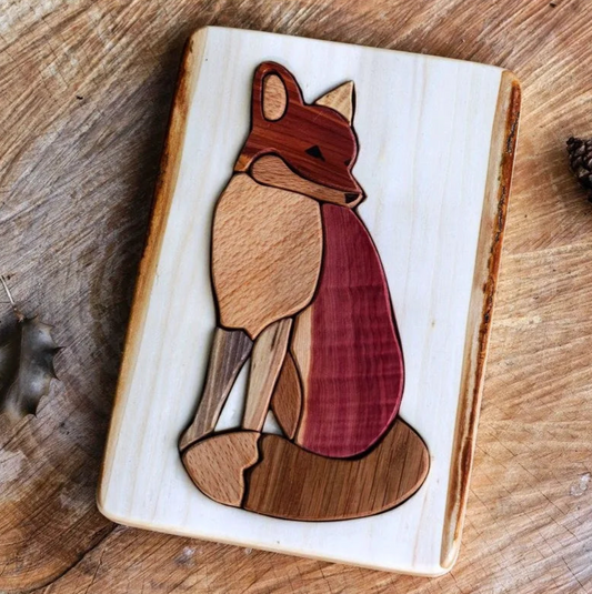 Wooden Fox Puzzle in Natural Wood