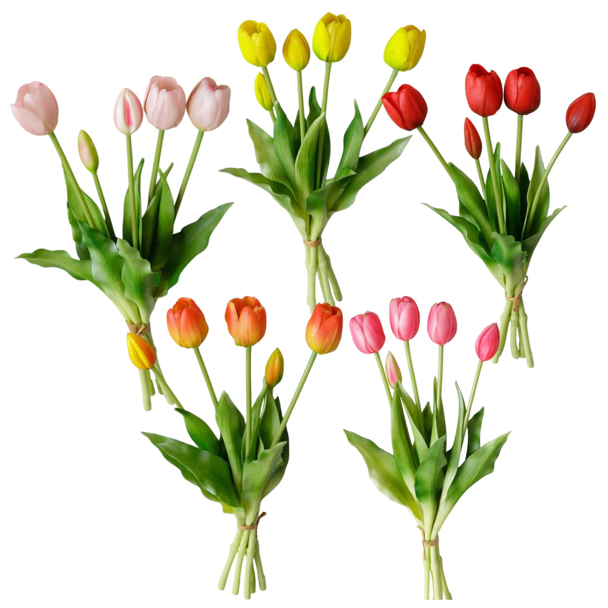 Multicolor tulip bundle bouquet with pink, yellow, red, and orange flowers