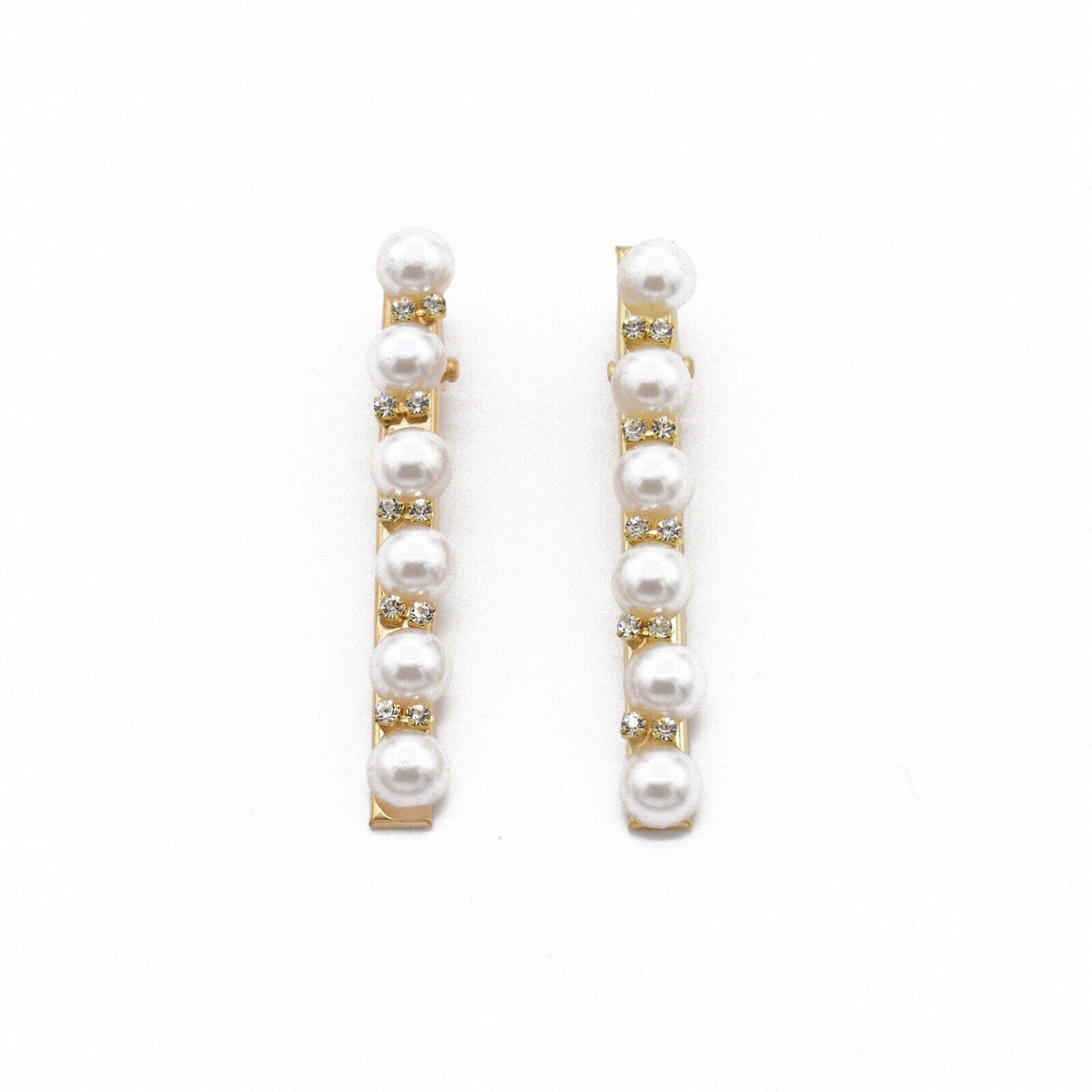 Pearl and rhinestone bobby pin hair clip set with two beaded pins