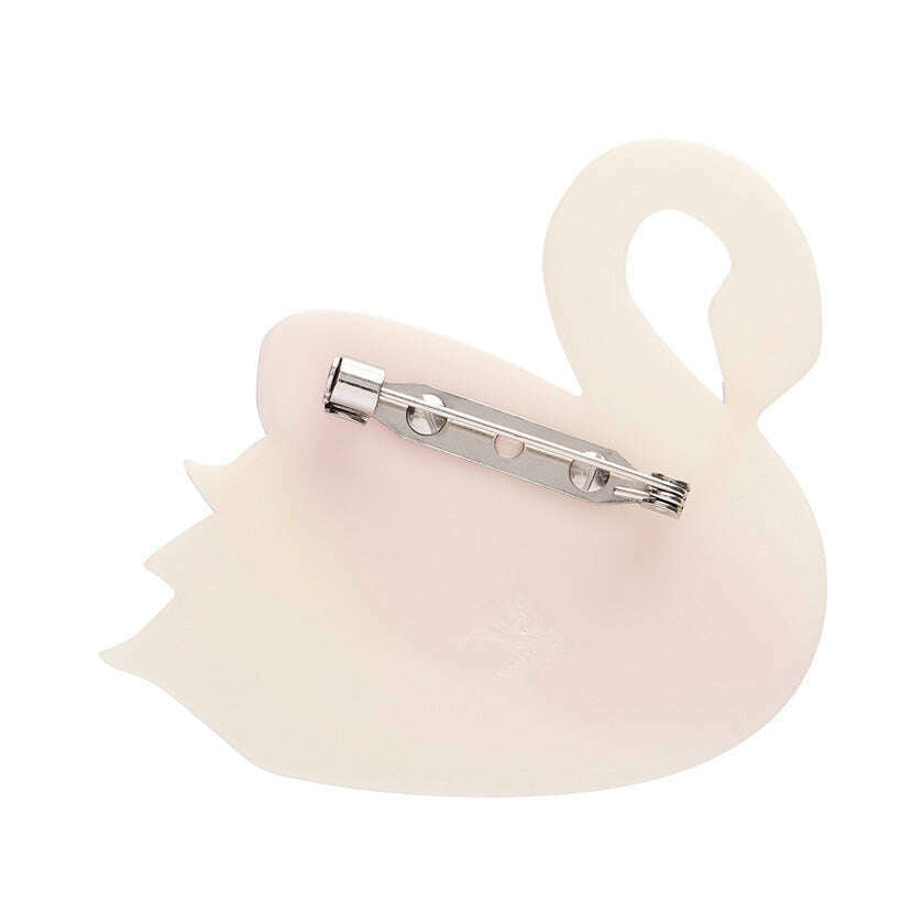 Swan brooch back with silver clasp and pin hardware