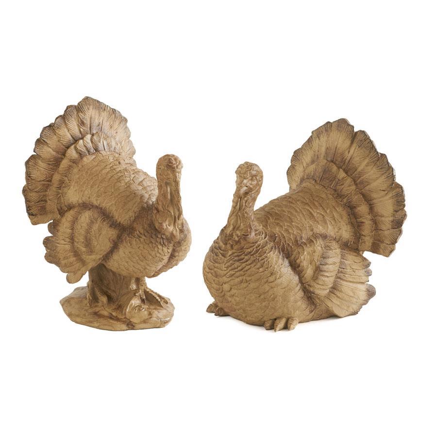 Set of 2 Resin Turkeys – Thanksgiving & Fall Decor