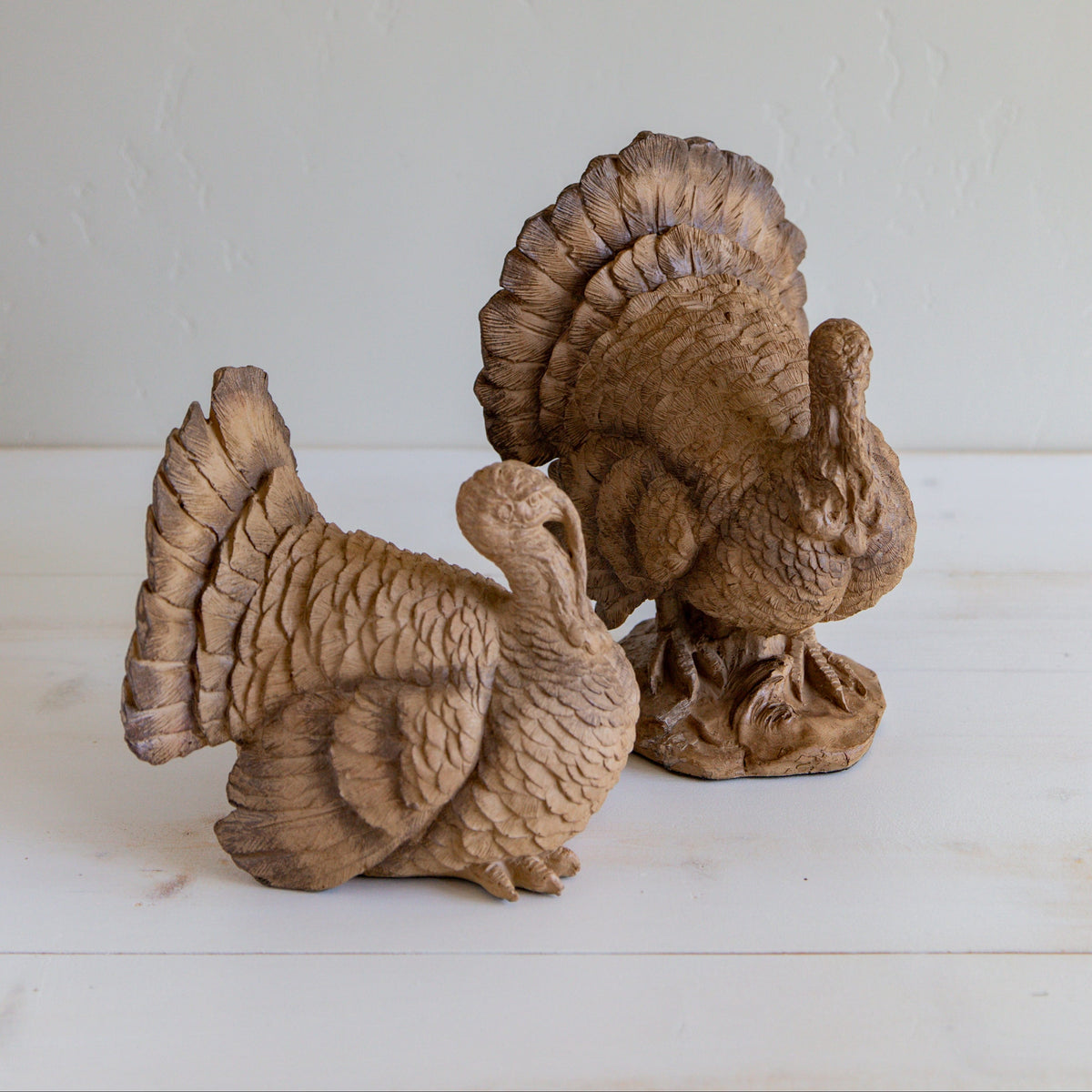 Set of 2 Resin Turkeys – Thanksgiving & Fall Decor