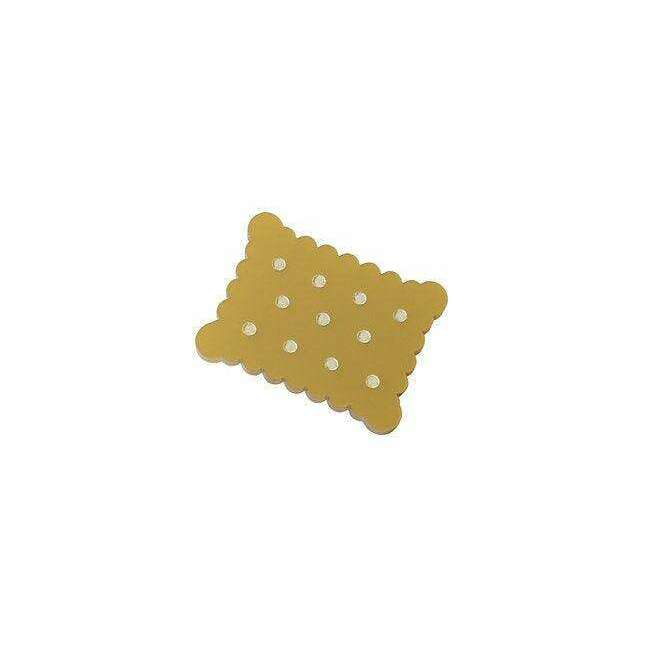 Yellow dotted cookie brooch with scalloped rectangular shape