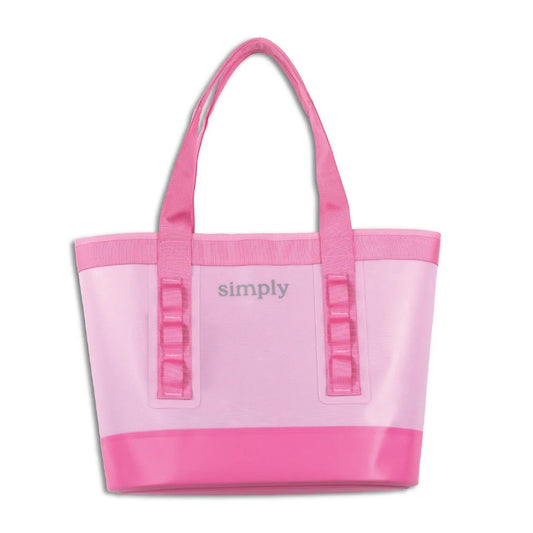 Simply Southern® pink tote bag with 'simply' print and sturdy handles