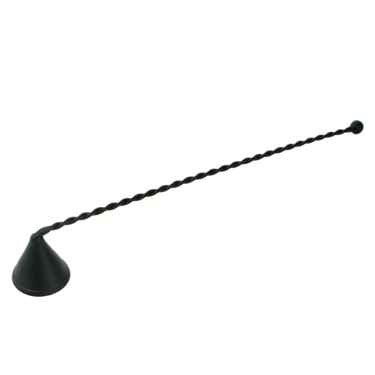 Metal cone snuffer with long twisted cord and ball end, for candle flames