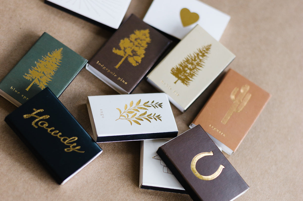 Sage Gold Foil Embossed Matchbox