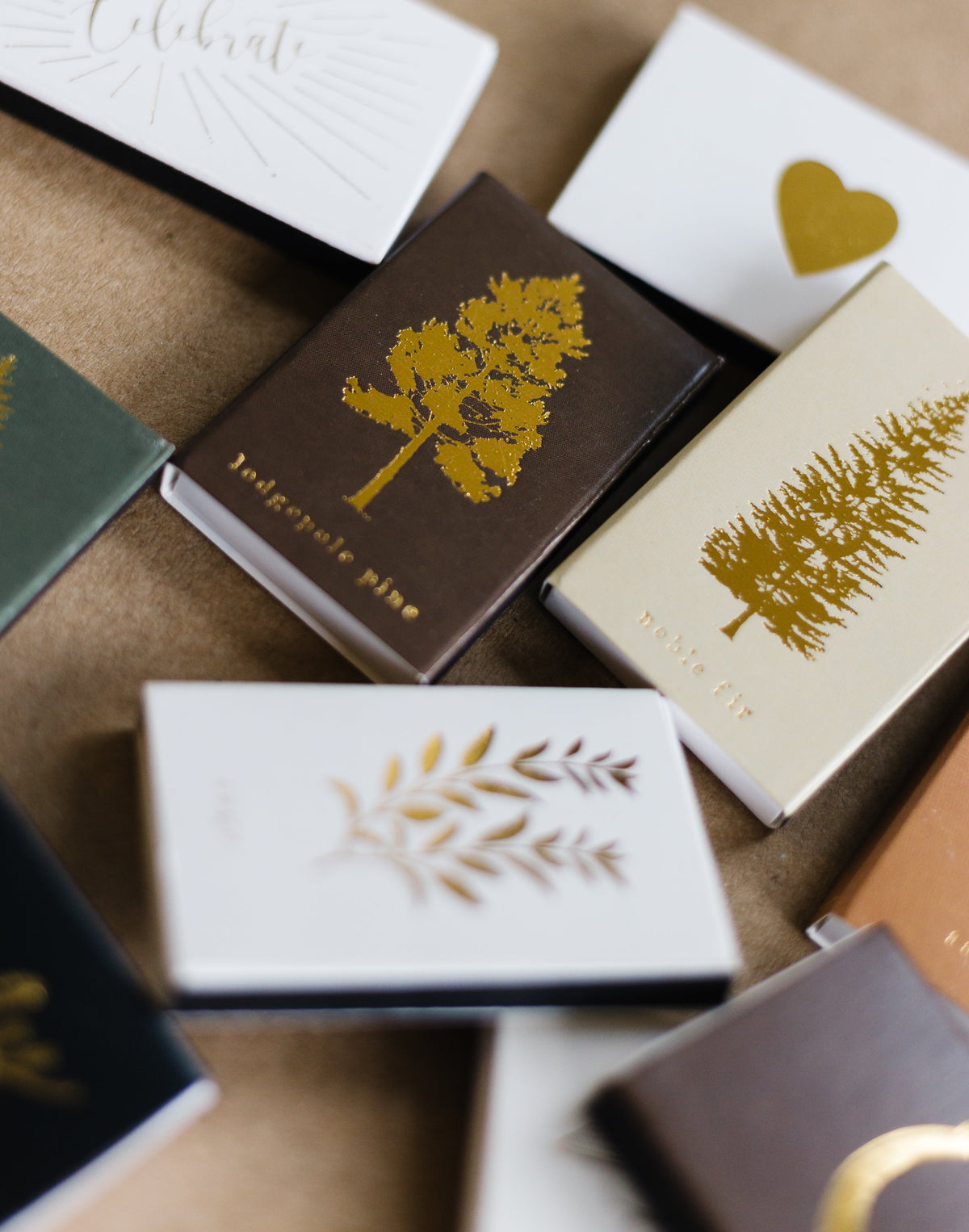 Sage Gold Foil Embossed Matchbox
