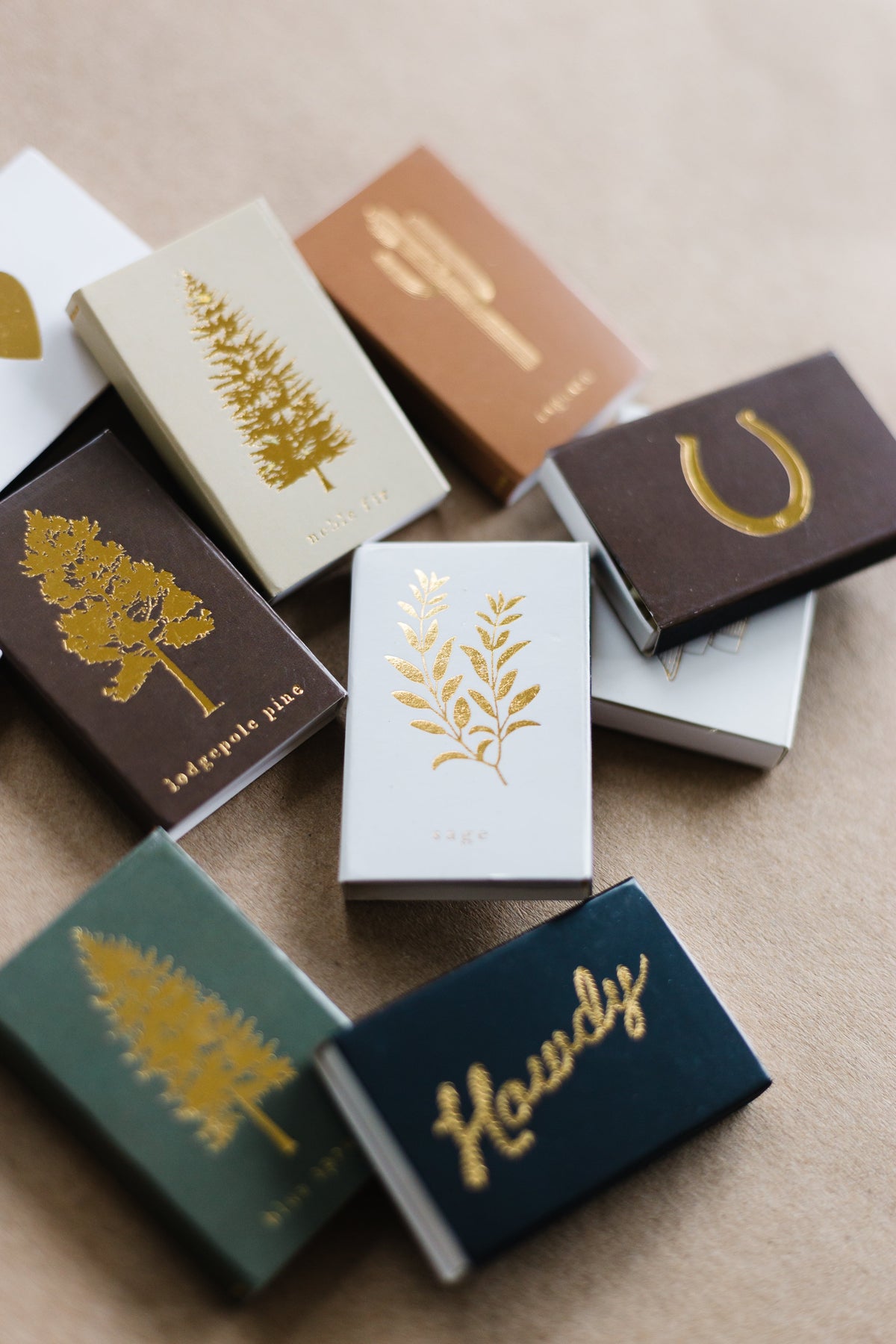 Sage Gold Foil Embossed Matchbox