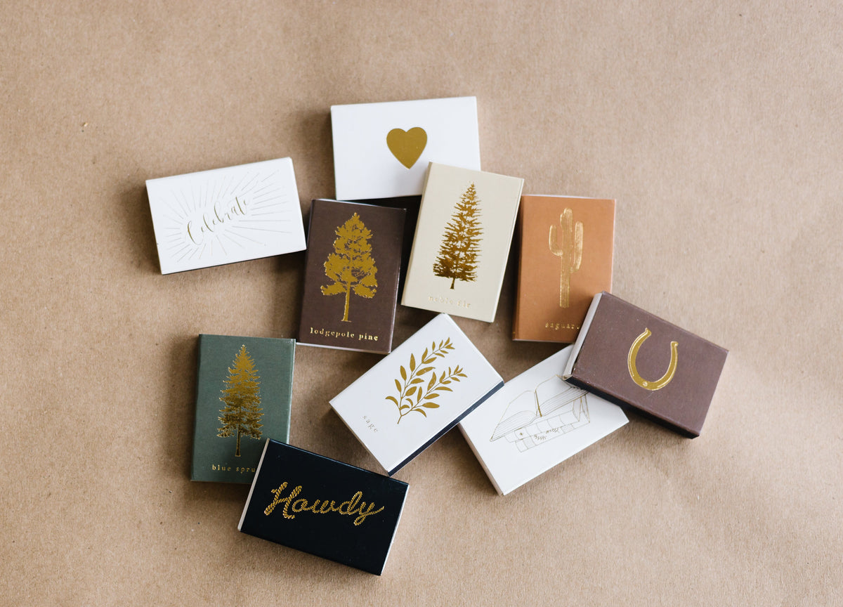 Sage Gold Foil Embossed Matchbox