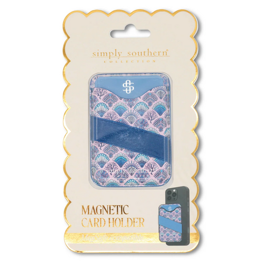 Simply Southern® magnetic card holder wallet, purple shell fan pattern