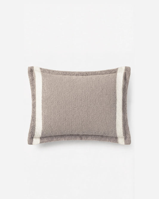 Taupe and off-white striped rectangular pillow sham with wide vertical side bands