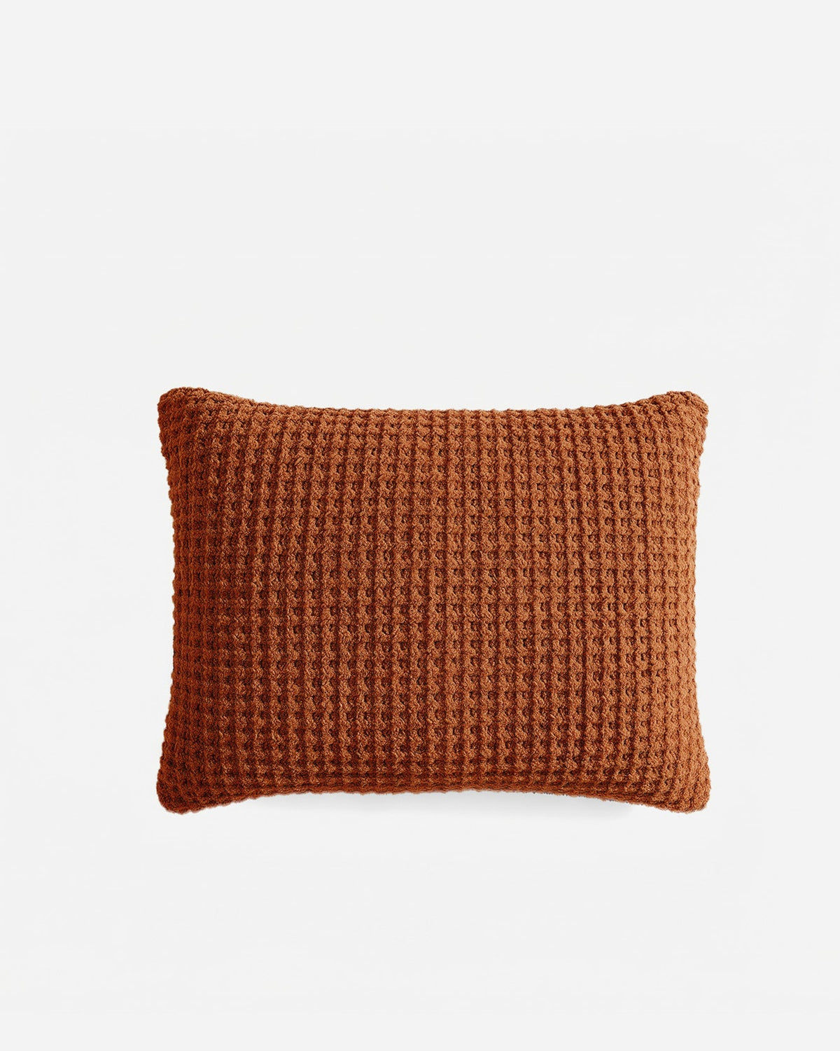 Cinnamon waffle throw pillow sham with square shape and textured grid weave