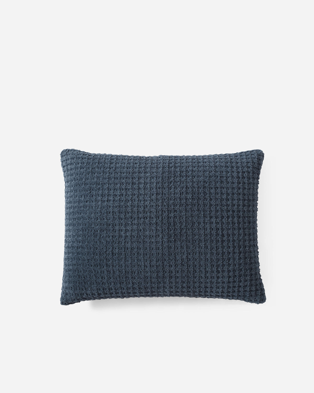 Midnight blue waffle sham pillow with stitched edges