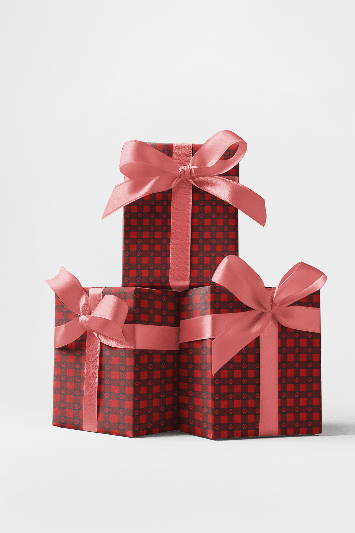 Paw Print Plaid Wrapping Paper