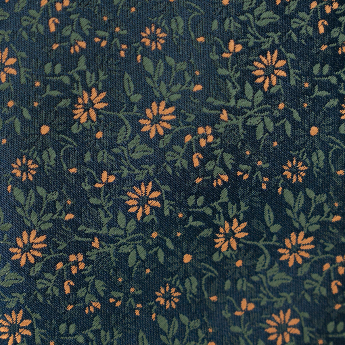 Floral fabric for knotted headband, dark teal with orange flowers